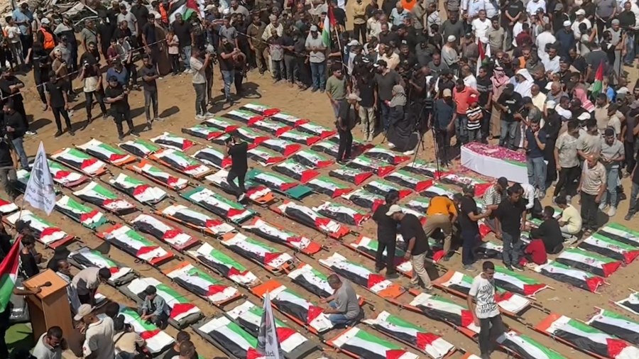 Mass Funeral Held for 112 Palestinian Family Members in Gaza